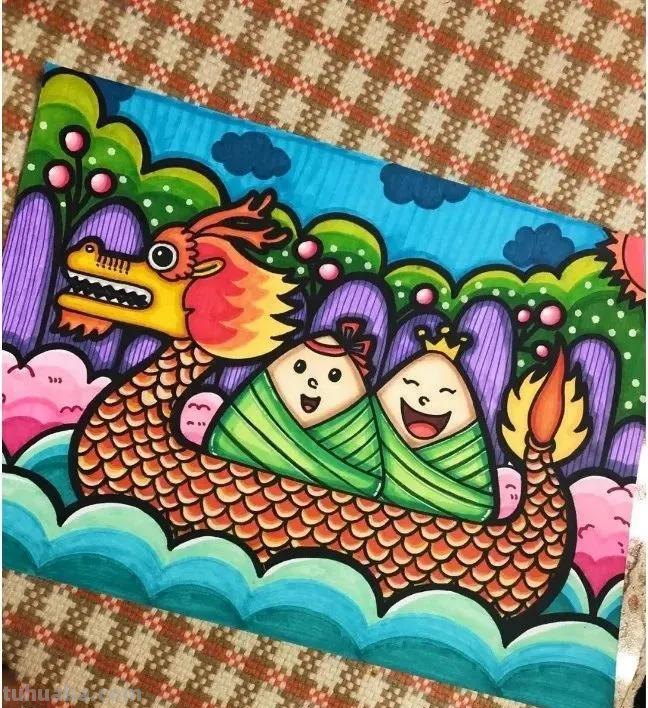 端午节手抄报+主题儿童画57张，收藏准备绘画不慌张！