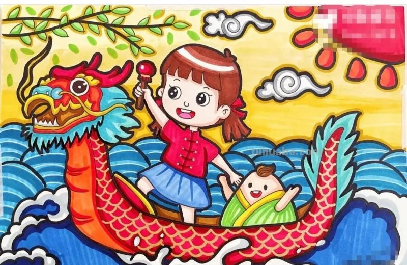 端午节手抄报+主题儿童画57张，收藏准备绘画不慌张！