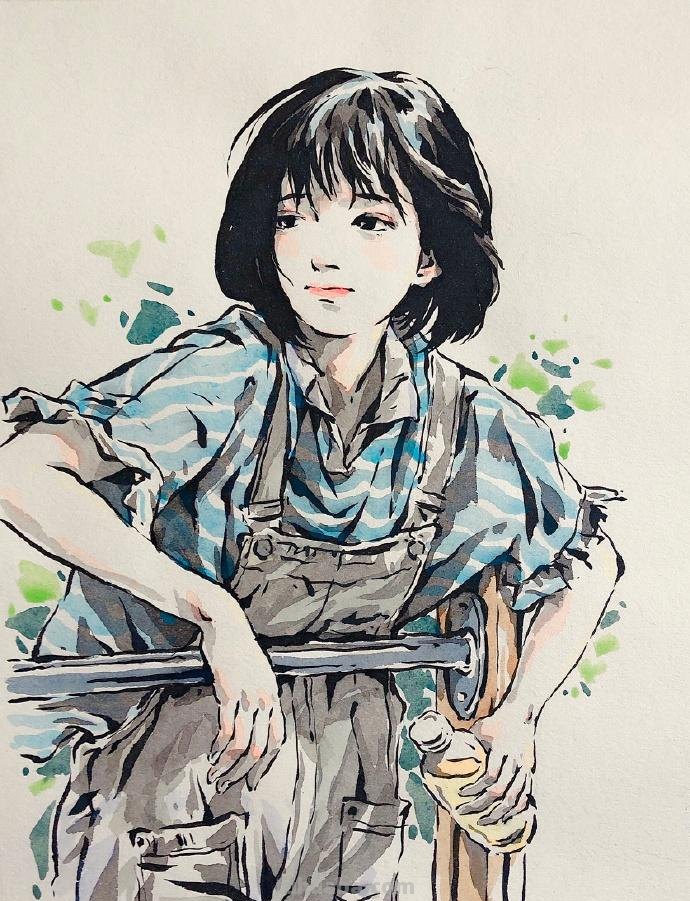 灵动的线条、淡彩的笔墨，绘画速写人物的生动｜CHICHi速写作品