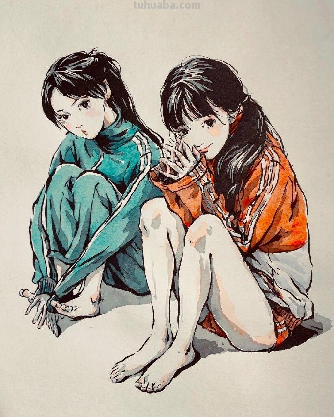 灵动的线条、淡彩的笔墨，绘画速写人物的生动｜CHICHi速写作品
