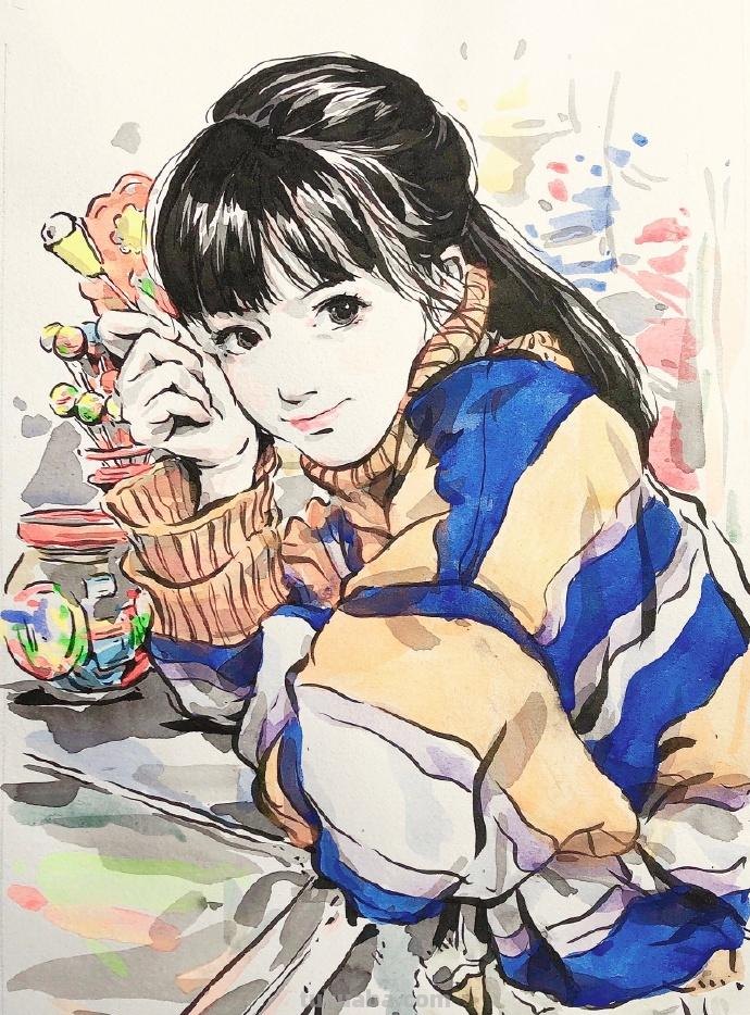 灵动的线条、淡彩的笔墨，绘画速写人物的生动｜CHICHi速写作品