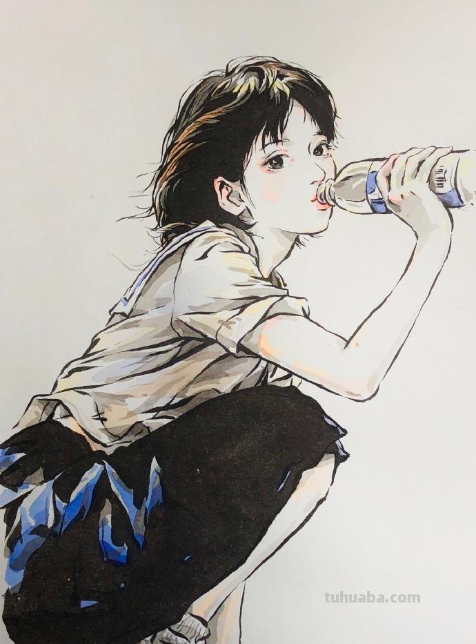 灵动的线条、淡彩的笔墨，绘画速写人物的生动｜CHICHi速写作品