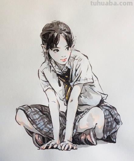 灵动的线条、淡彩的笔墨，绘画速写人物的生动｜CHICHi速写作品