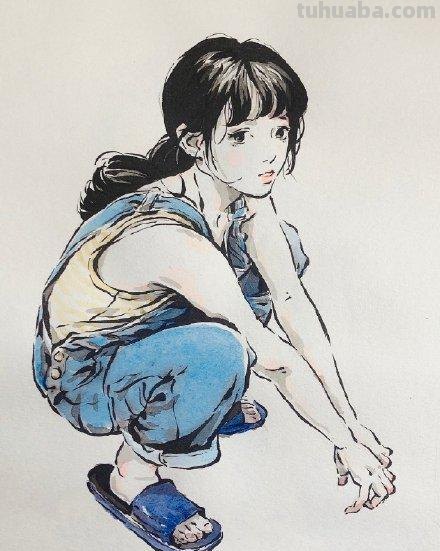 灵动的线条、淡彩的笔墨，绘画速写人物的生动｜CHICHi速写作品