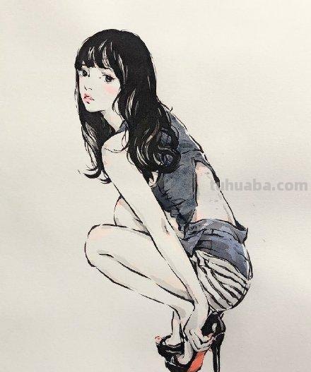 灵动的线条、淡彩的笔墨，绘画速写人物的生动｜CHICHi速写作品