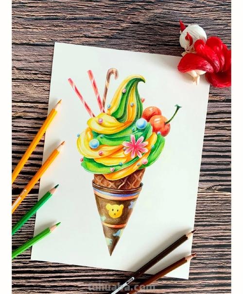 冰淇淋怎么画彩铅教程 画冰淇淋简单又可爱？