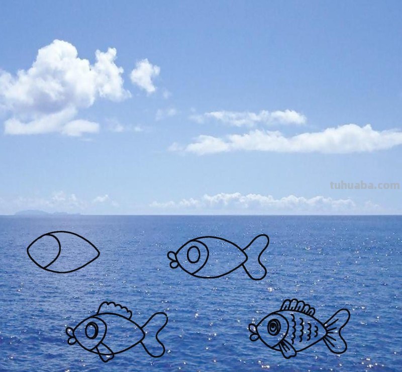 海洋动物简笔画，儿童简笔画