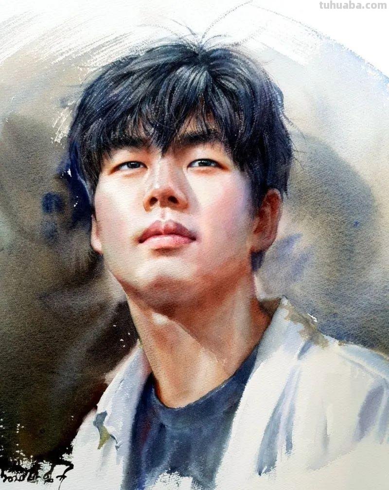 韩国画家朴林圭人物肖像水彩画作品集