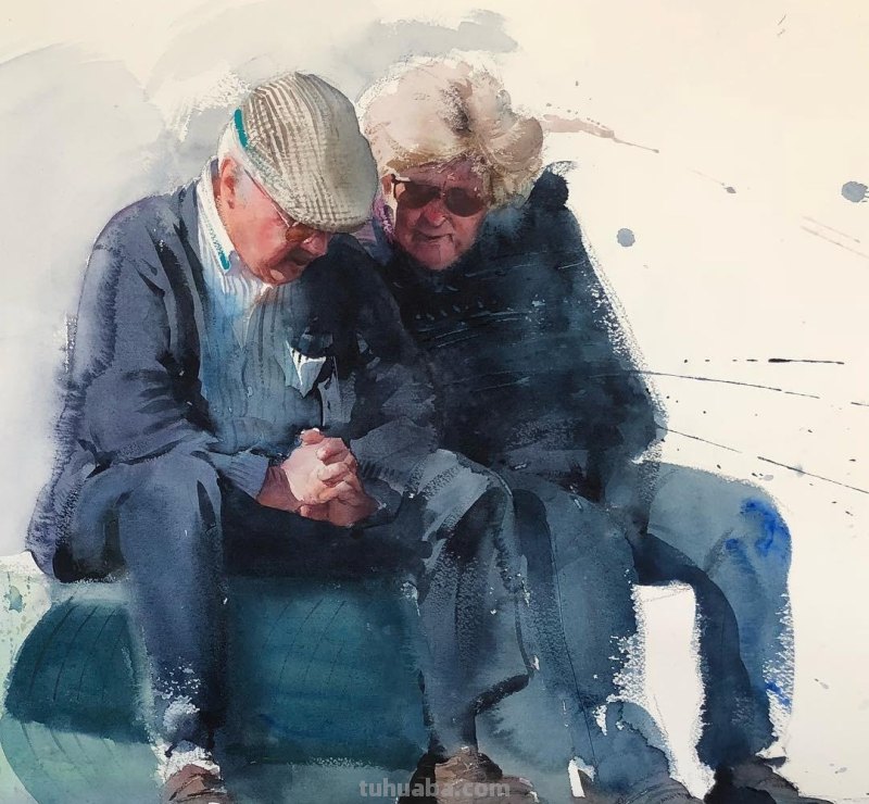 水彩人物小景分享｜美国平面插画师、水彩画家带来一组人物水彩画