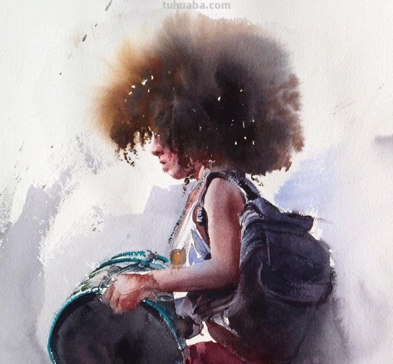 水彩人物小景分享｜美国平面插画师、水彩画家带来一组人物水彩画