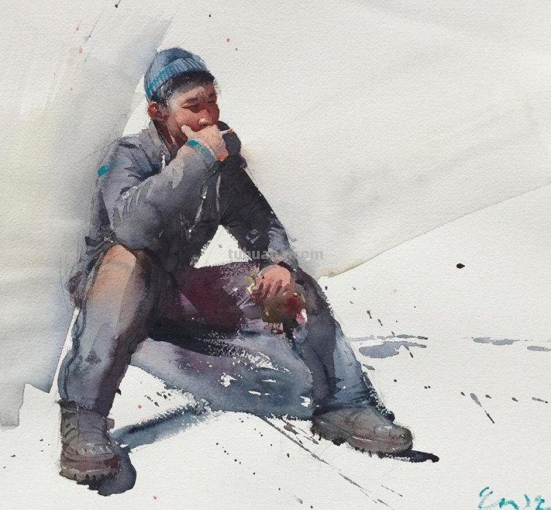 水彩人物小景分享｜美国平面插画师、水彩画家带来一组人物水彩画