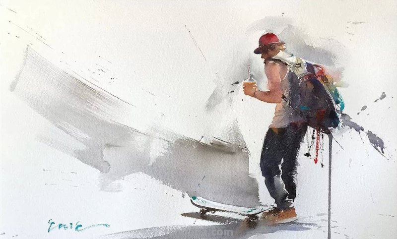 水彩人物小景分享｜美国平面插画师、水彩画家带来一组人物水彩画