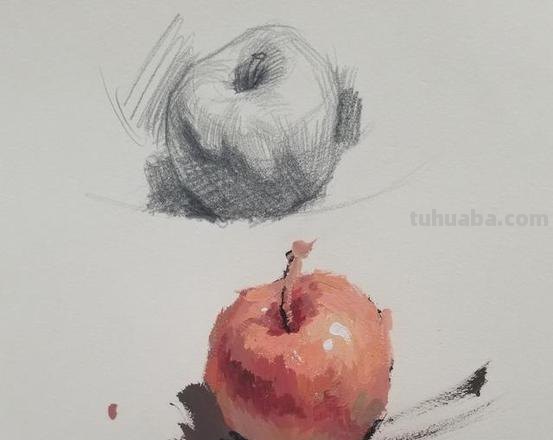 如何画出色彩黑白苹果？ 