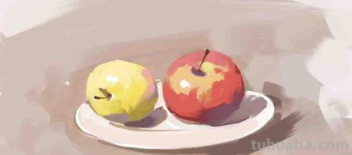 如何画出色彩黑白苹果？ 