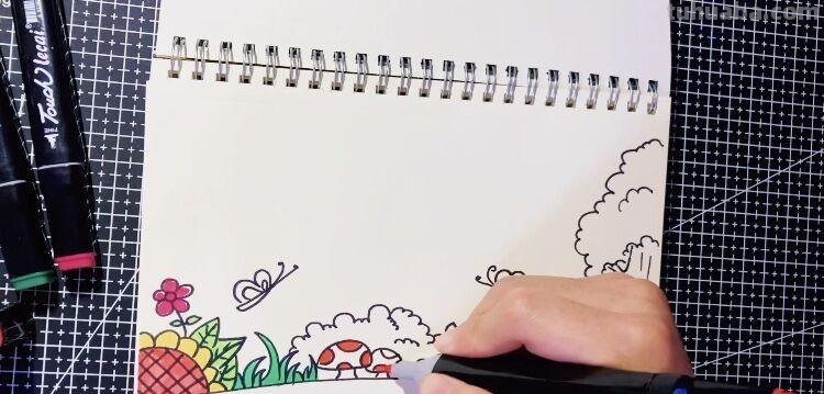 创意儿童画：分享三款万能背景画法，卡通简笔画风格，收藏备用