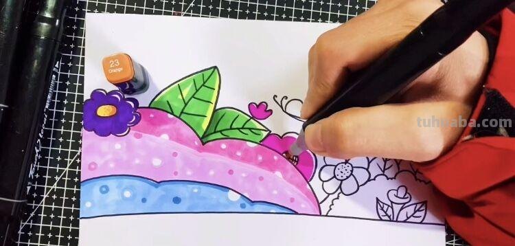 创意儿童画：分享三款万能背景画法，卡通简笔画风格，收藏备用