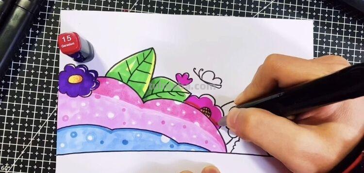 创意儿童画：分享三款万能背景画法，卡通简笔画风格，收藏备用