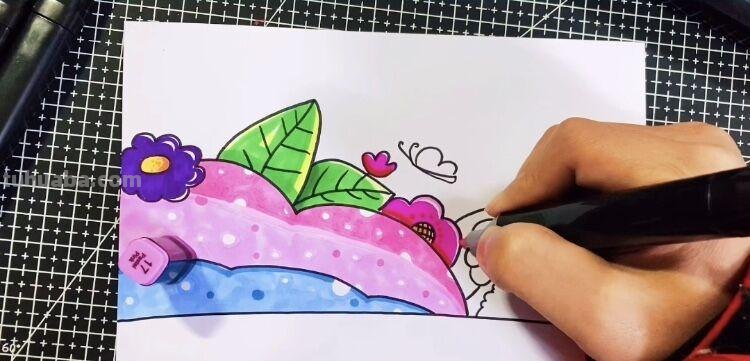 创意儿童画：分享三款万能背景画法，卡通简笔画风格，收藏备用