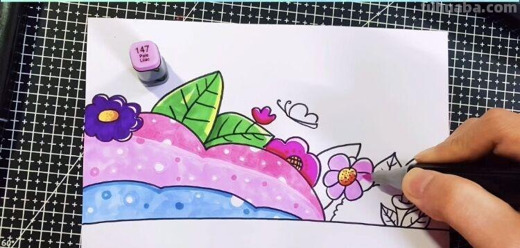 创意儿童画：分享三款万能背景画法，卡通简笔画风格，收藏备用