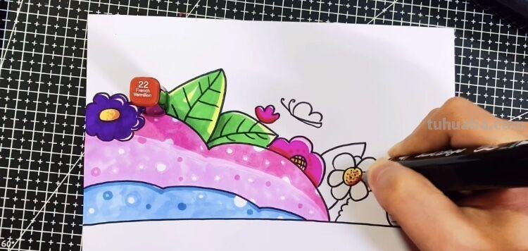 创意儿童画：分享三款万能背景画法，卡通简笔画风格，收藏备用