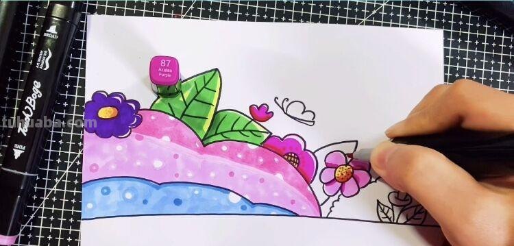 创意儿童画：分享三款万能背景画法，卡通简笔画风格，收藏备用