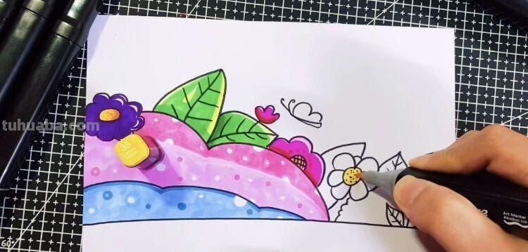 创意儿童画：分享三款万能背景画法，卡通简笔画风格，收藏备用