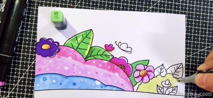 创意儿童画：分享三款万能背景画法，卡通简笔画风格，收藏备用