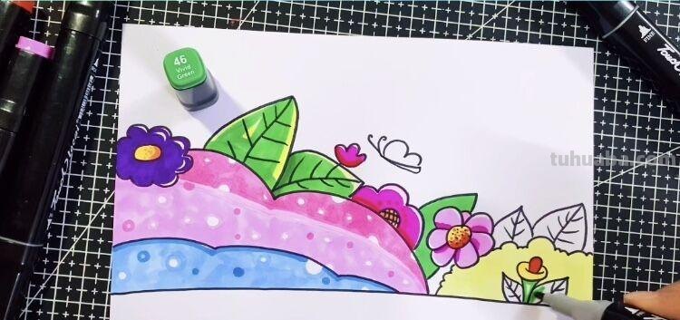 创意儿童画：分享三款万能背景画法，卡通简笔画风格，收藏备用