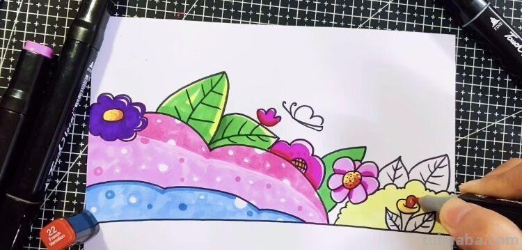 创意儿童画：分享三款万能背景画法，卡通简笔画风格，收藏备用