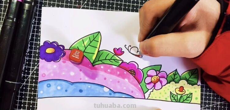 创意儿童画：分享三款万能背景画法，卡通简笔画风格，收藏备用