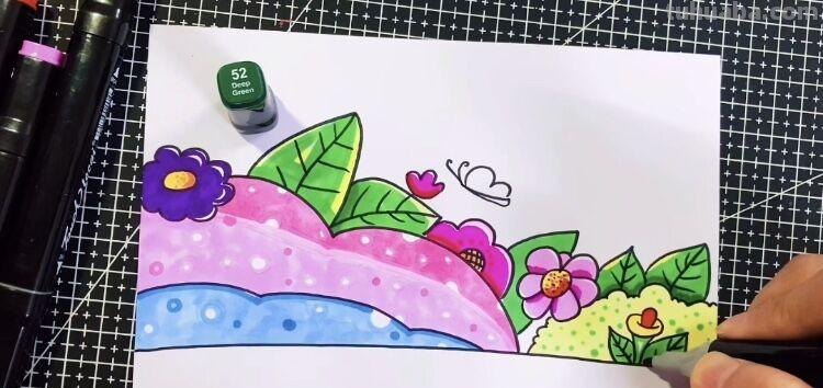 创意儿童画：分享三款万能背景画法，卡通简笔画风格，收藏备用