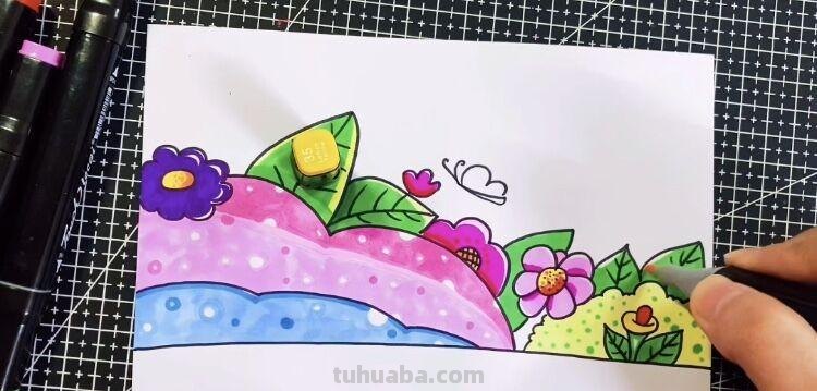 创意儿童画：分享三款万能背景画法，卡通简笔画风格，收藏备用