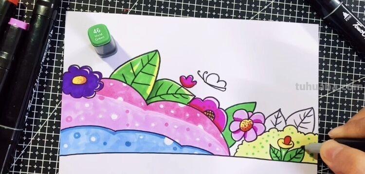 创意儿童画：分享三款万能背景画法，卡通简笔画风格，收藏备用