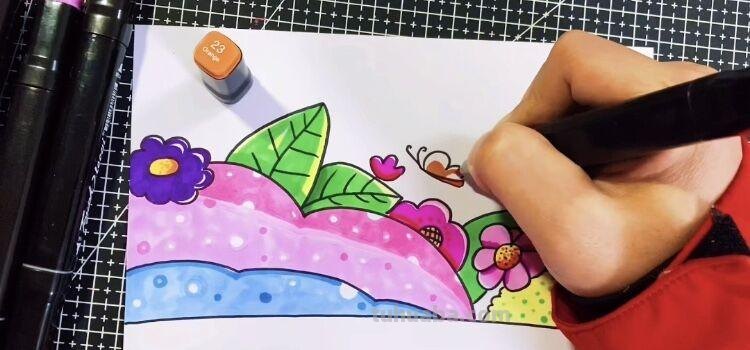 创意儿童画：分享三款万能背景画法，卡通简笔画风格，收藏备用