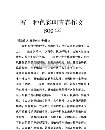 我青春的色彩——800字抒情散文 