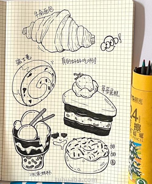简笔画丨甜点小美食简笔画，简单益智，孩子都爱画，建议先收藏！