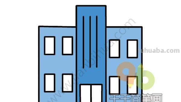 每天学一幅简笔画-办公大楼简笔画的画法步骤教程