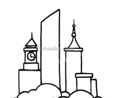 每天学一幅简笔画-办公大楼简笔画的画法步骤教程