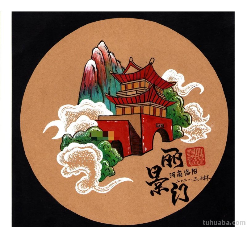 创意儿童画 -古建筑风景 绘画特色班用的课