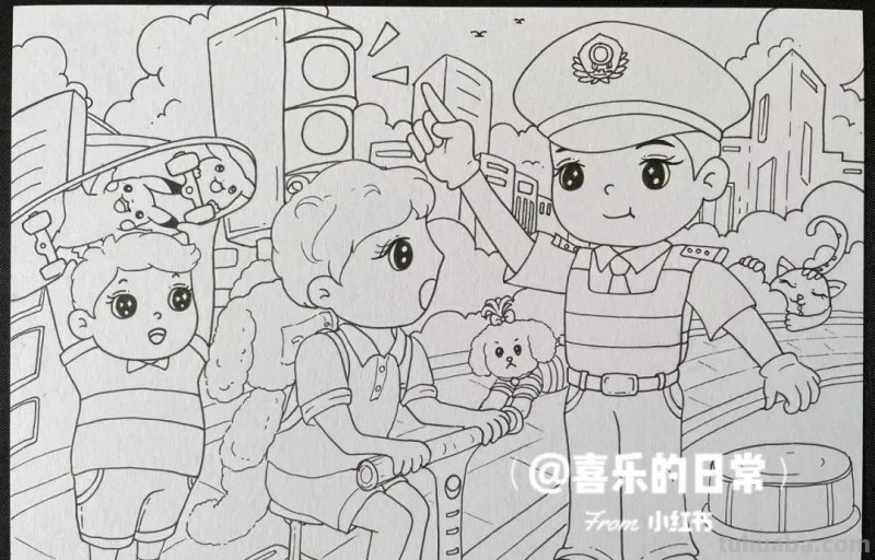 37张交通安全相关参考手抄报绘画来啦！线稿+成品图都有，请收好