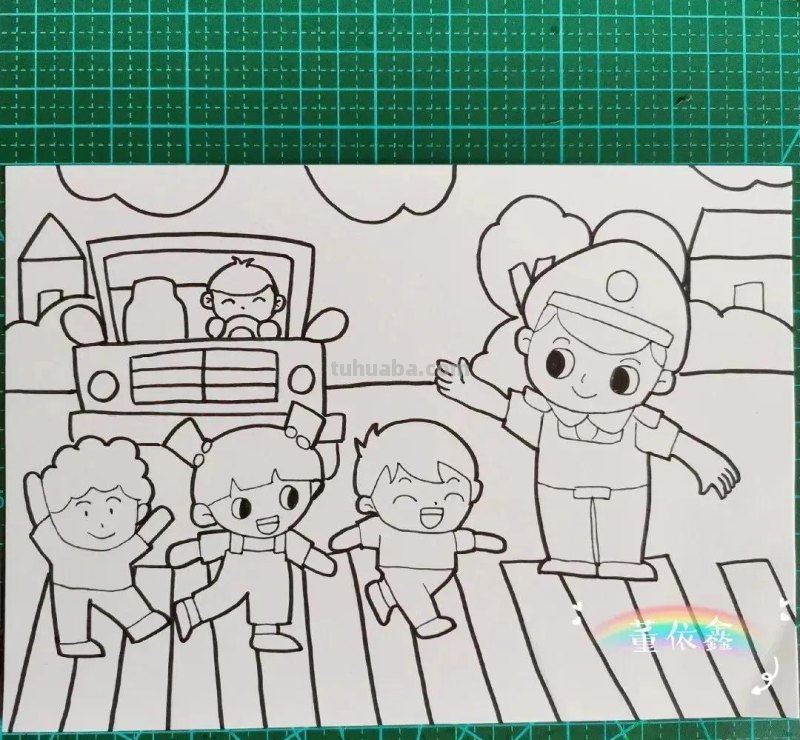 37张交通安全相关参考手抄报绘画来啦！线稿+成品图都有，请收好