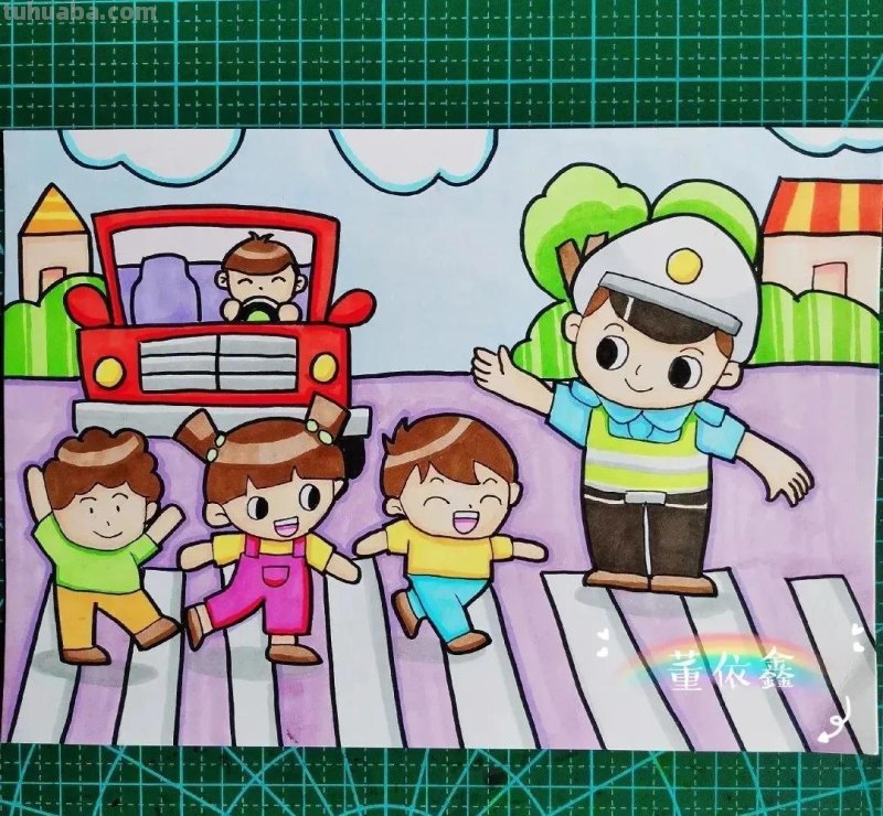 37张交通安全相关参考手抄报绘画来啦！线稿+成品图都有，请收好