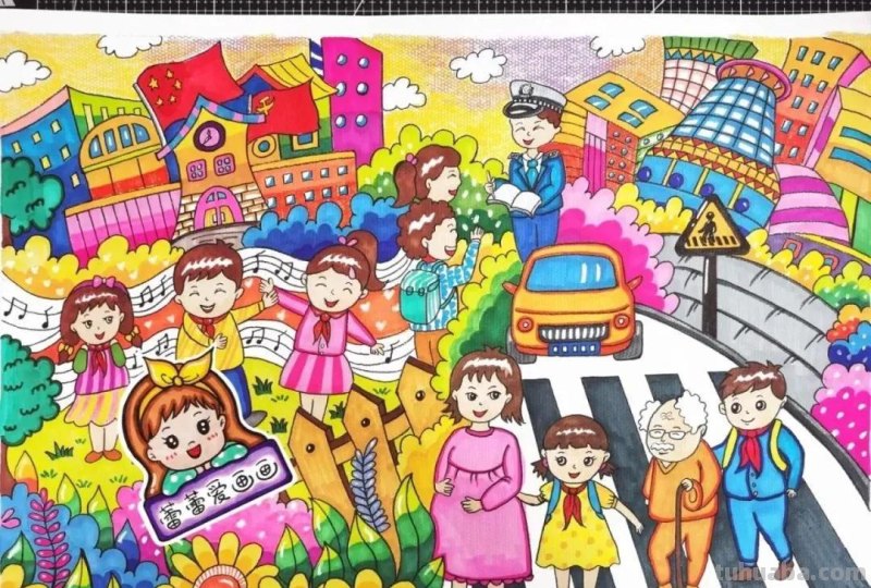 37张交通安全相关参考手抄报绘画来啦！线稿+成品图都有，请收好