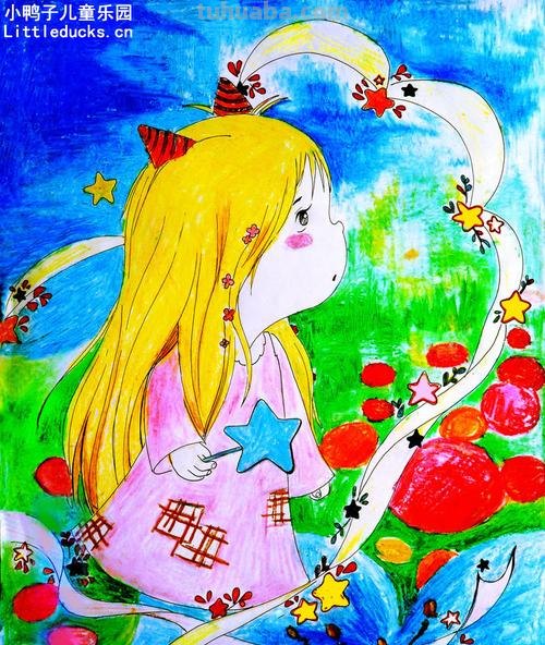 色彩女孩画与色彩画小女孩，呈现绚烂的童年世界 