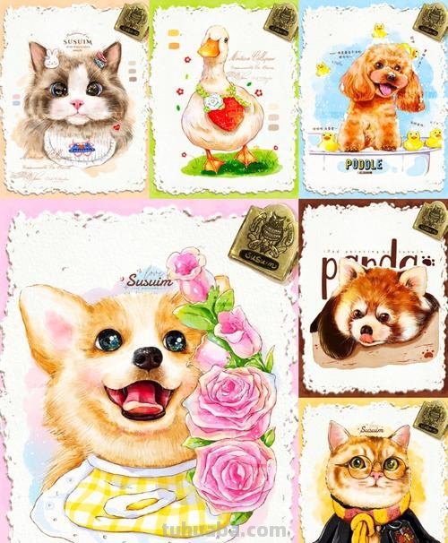 一眼就会爱上的可爱小动物手绘,这样的水彩插画你喜欢吗?
