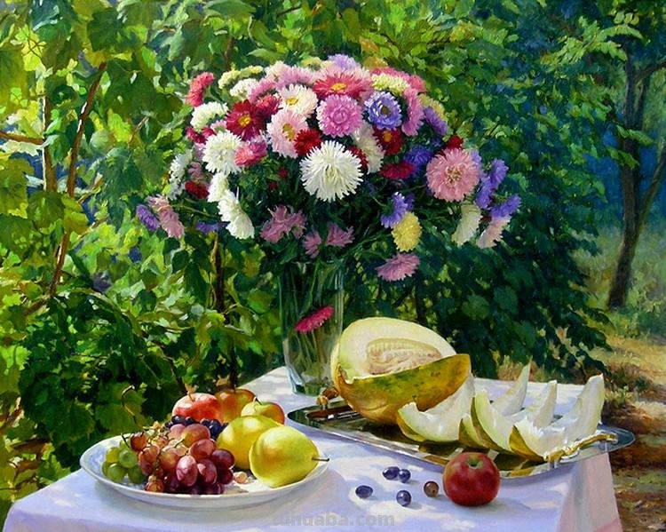 乌克兰Gennadiy Kirichenko花卉静物油画欣赏