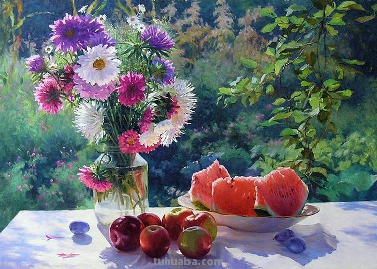 乌克兰Gennadiy Kirichenko花卉静物油画欣赏