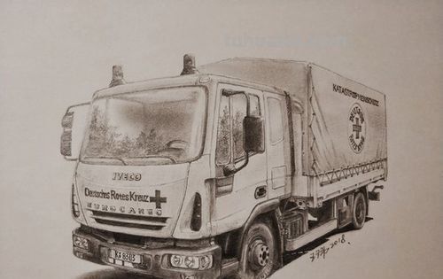 大货车彩铅怎么画 如何画解放卡车?