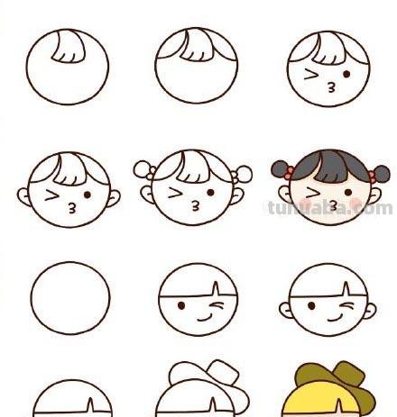 超全人物头像简笔画~一步一步教男孩女孩全都有，抽藏起来教孩子