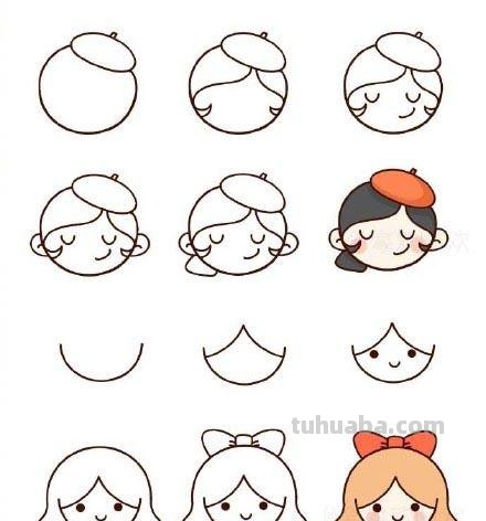 超全人物头像简笔画~一步一步教男孩女孩全都有，抽藏起来教孩子